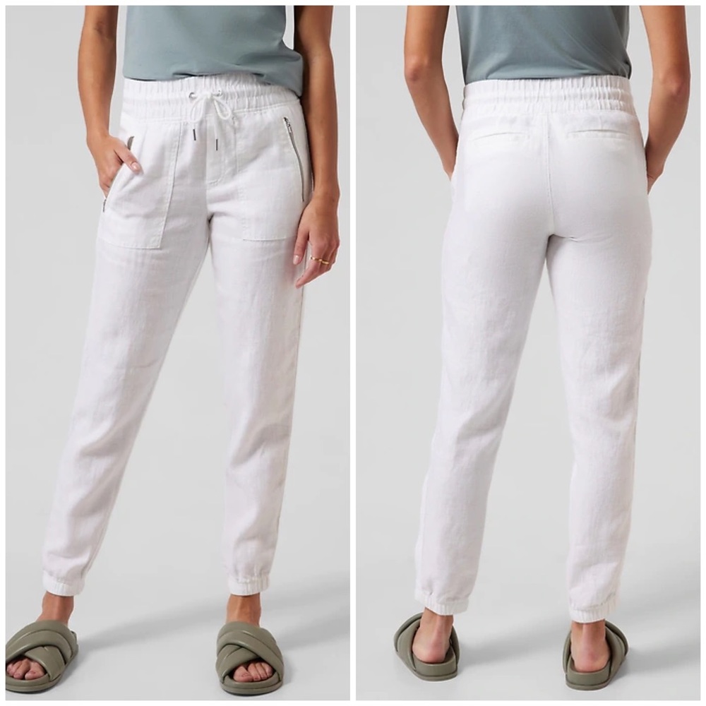 Athleta Like New Cabo Linen Jogger in White Size 8